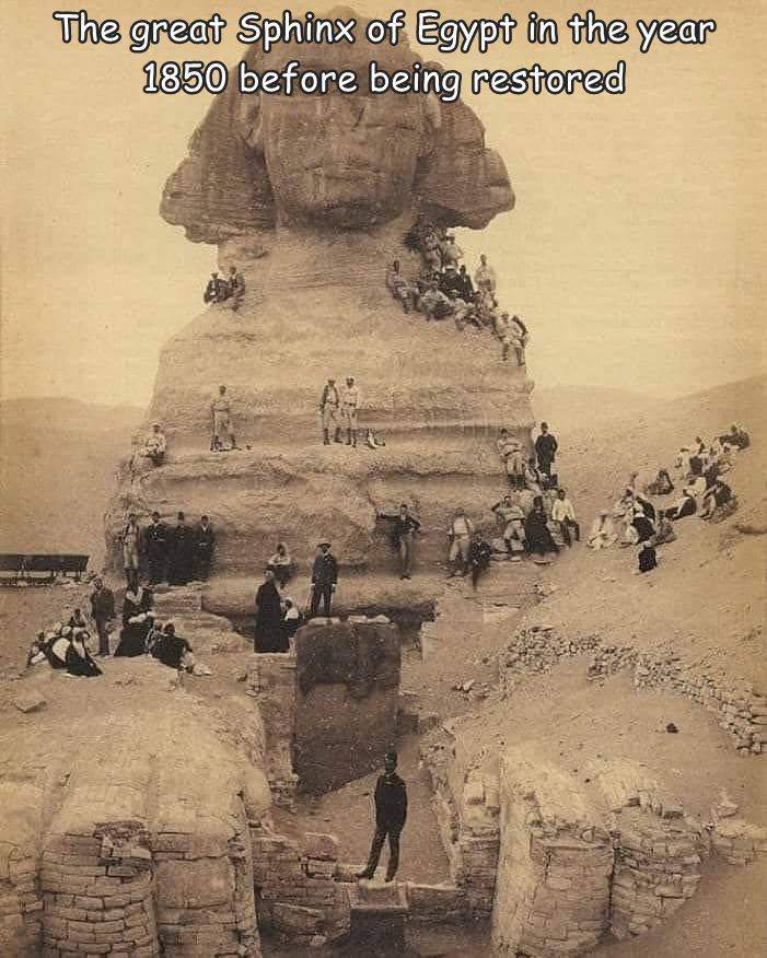 great sphinx of giza - The great Sphinx of Egypt in the year 1850 before being restored