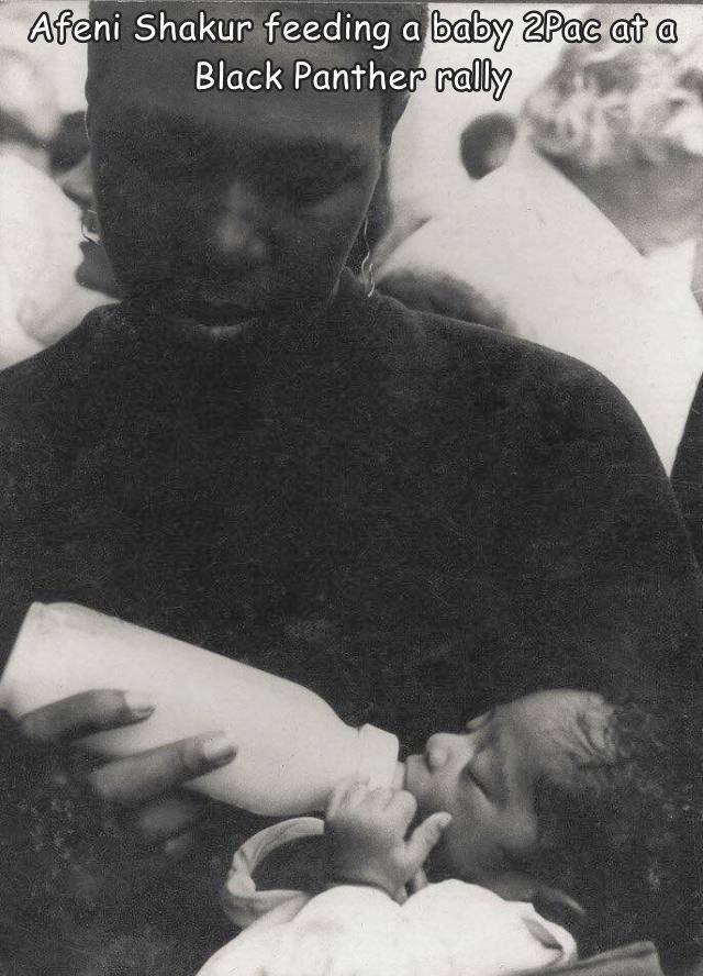 afeni shakur and baby tupac - Afeni Shakur feeding a baby 2Pac at a Black Panther rally