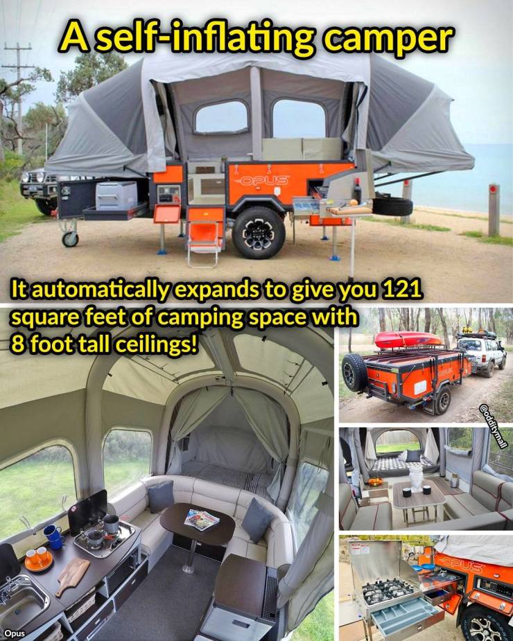 opus pop up camper - A selfinflating camper Opus It automatically expands to give you 121 square feet of camping space with 8 foot tall ceilings! Opus Opus