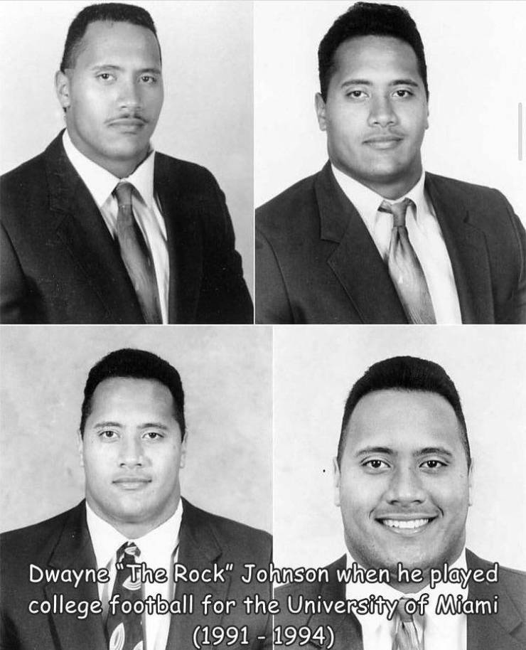 gentleman - Dwayne "The Rock Johnson when he played college football for the University of Miami 1991 1994