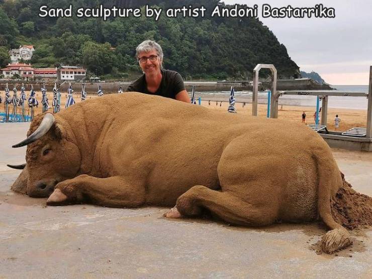 bull sand sculpture