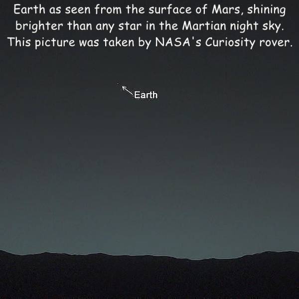 sky - Earth as seen from the surface of Mars, shining brighter than any star in the Martian night sky. This picture was taken by Nasa's Curiosity rover. Earth