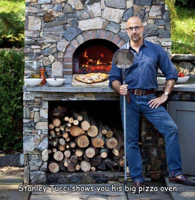 stanley tucci brick oven - Stanley Tucci shows you his big pizza oven