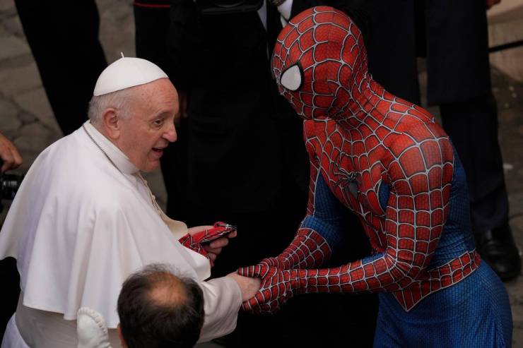 spider man meets pope
