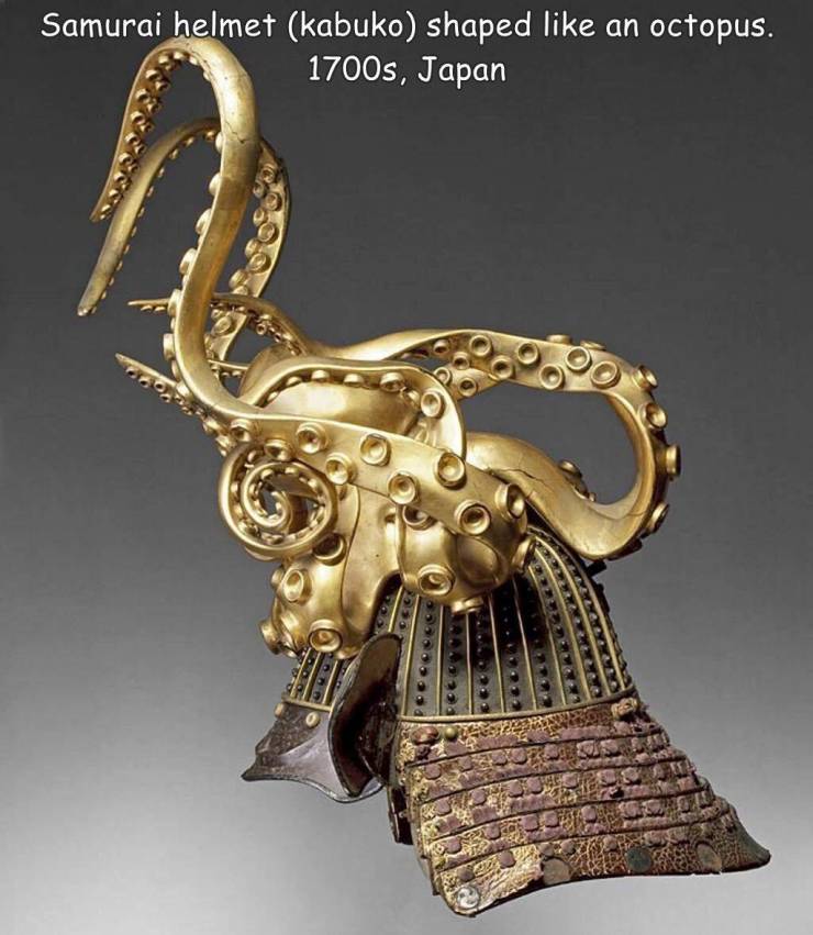 funny randoms - shaped like samurai helmet octopus - Samurai helmet kabuko shaped an octopus. 1700s, Japan