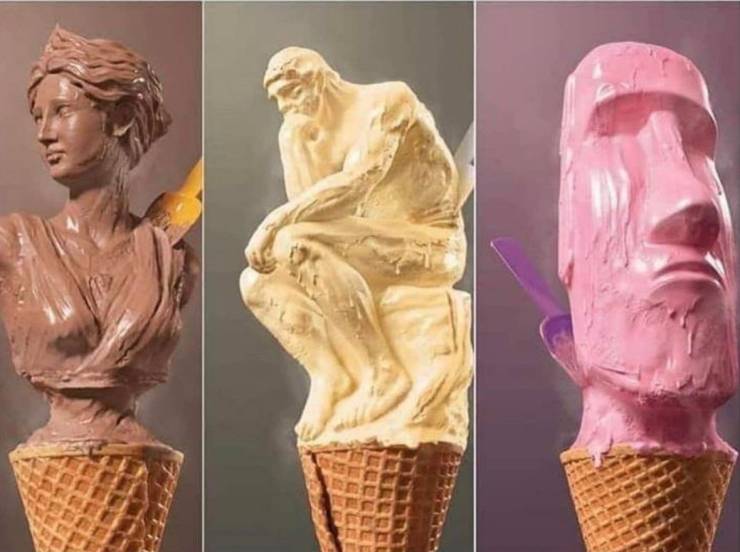 funny photos - ice cream sculptures