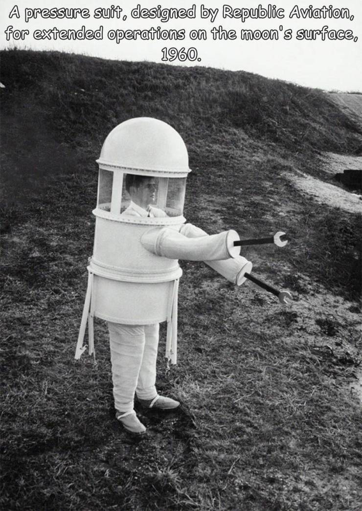unfriend button meme - 0 A pressure suit, designed by Republic Aviation, for extended operations on the moon's surface, 1960.