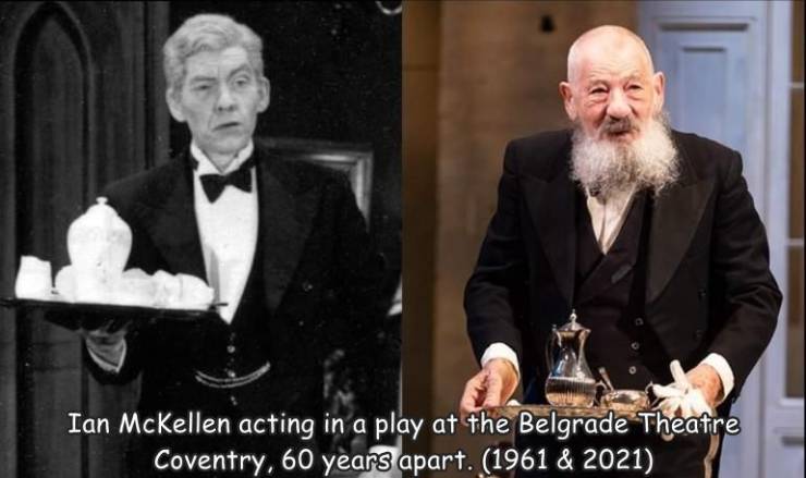 gentleman - Ian McKellen acting in a play at the Belgrade Theatre Coventry, 60 years apart. 1961 & 2021