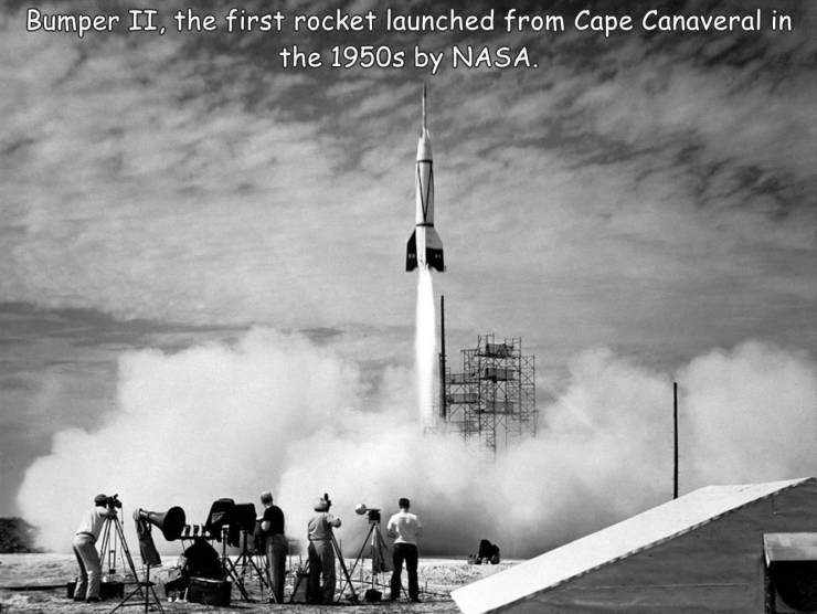 funny photos - old rocket - Bumper Ii, the first rocket launched from Cape Canaveral in the 1950s by Nasa.