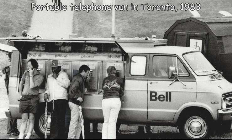 funny photos - van - Portable telephone van in Toronto, 1983 phone brone phone phone Bell