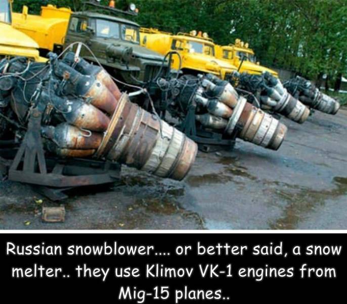fun randomsrussian snow plow jet engine - Russian snowblower.... or better said, a snow melter.. they use Klimov Vk1 engines from Mig15 planes..