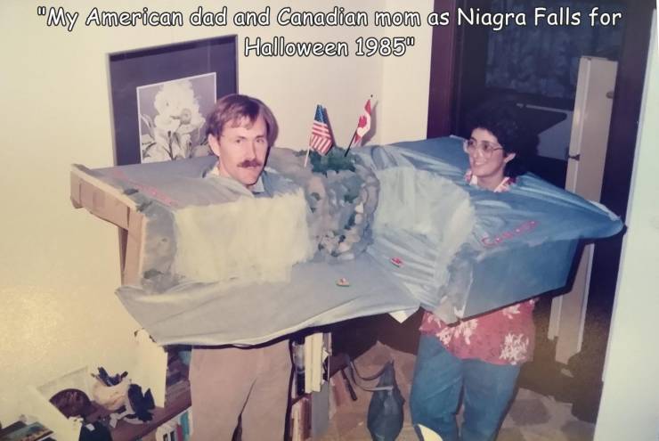 fun randomstable - "My American dad and Canadian mom as Niagra Falls for Halloween 1985