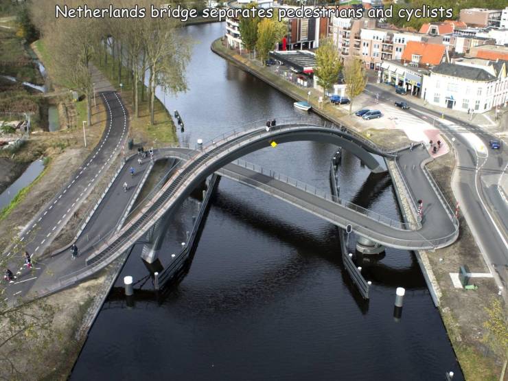 bicycle bridge - Netherlands bridge separates pedestrians and cyclists Ha Es