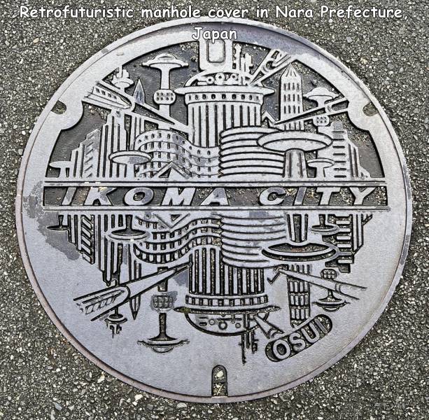 manhole cover - Retrofuturistic manhole cover in Nara Prefecture, Japan 2 Vz Koma Te Osud