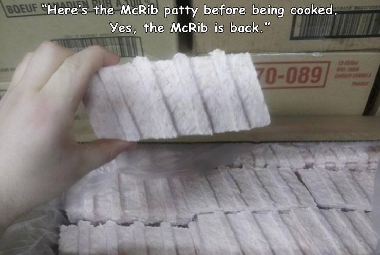 uncooked mcrib - Boeuf Here's the McRib patty before being cooked. Yes, the McRib is back." 70089