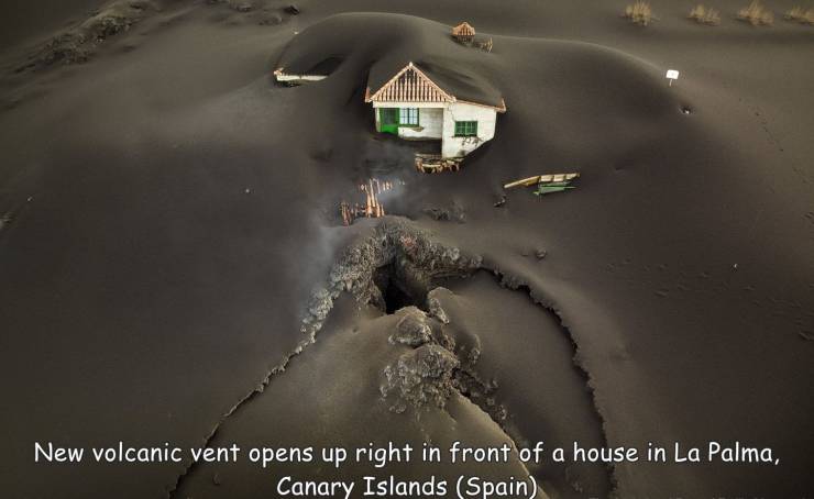 cool images, fun randoms - Volcano - New volcanic vent opens up right in front of a house in La Palma, Canary Islands Spain