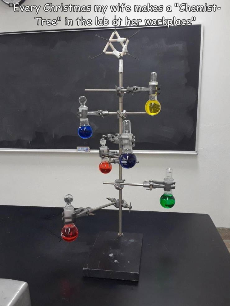cool images, fun randoms - chemistry - "Every Christmas my wife makes a "Chemist Tree" in the lab at her workplace"