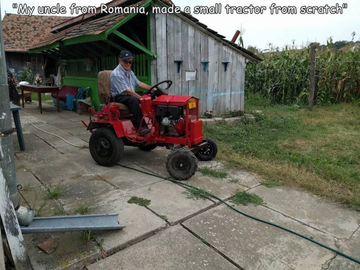 fun randoms - tractor - "My uncle from Romania, made a small tractor from scratch"