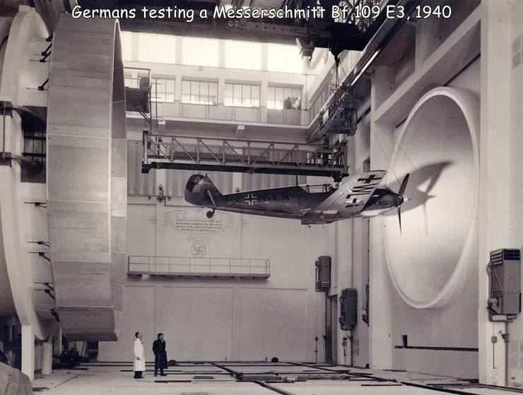 fun randoms - bf 109 wind tunnel - Germans testing a Messerschmitit Bf 109 E3, 1940