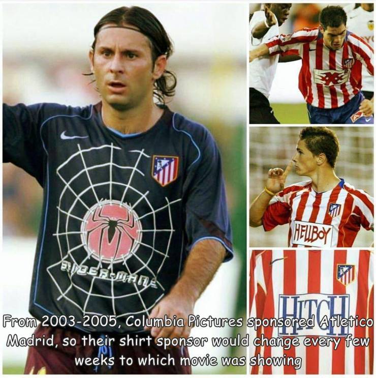 atletico madrid columbia pictures shirts - Hellboy Ta M. E2ERDANA From 20032005, Columbia Pictures Sponsored Atletico Madrid, so their shirt sponsor would change every few weeks to which movie was showing