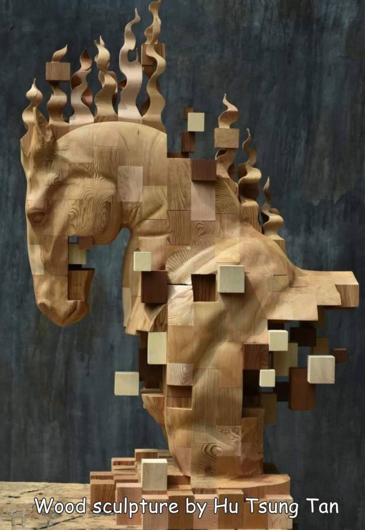 wood sculpture by han hsu tung - Wood sculpture by Hu Tsung Tan
