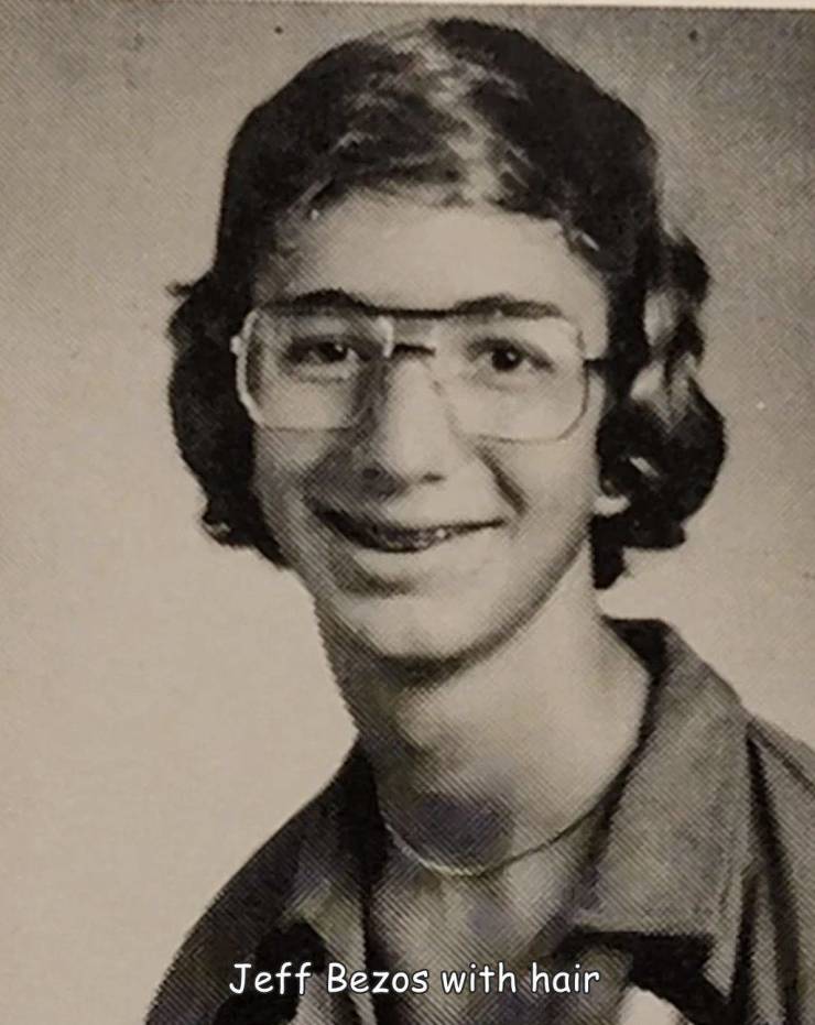 fun pics - cool images - jeff bezos yearbook - Jeff Bezos with hair