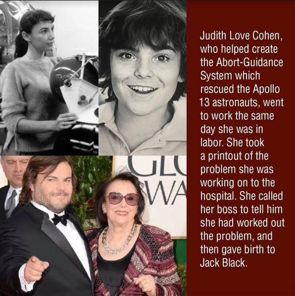 fun randoms - golden globes 2011 - Judith Love Cohen, who helped create the AbortGuidance System which rescued the Apollo 13 astronauts, went to work the same day she was in labor. She took a printout of the Ulu problem she was Wa working on to the hospit