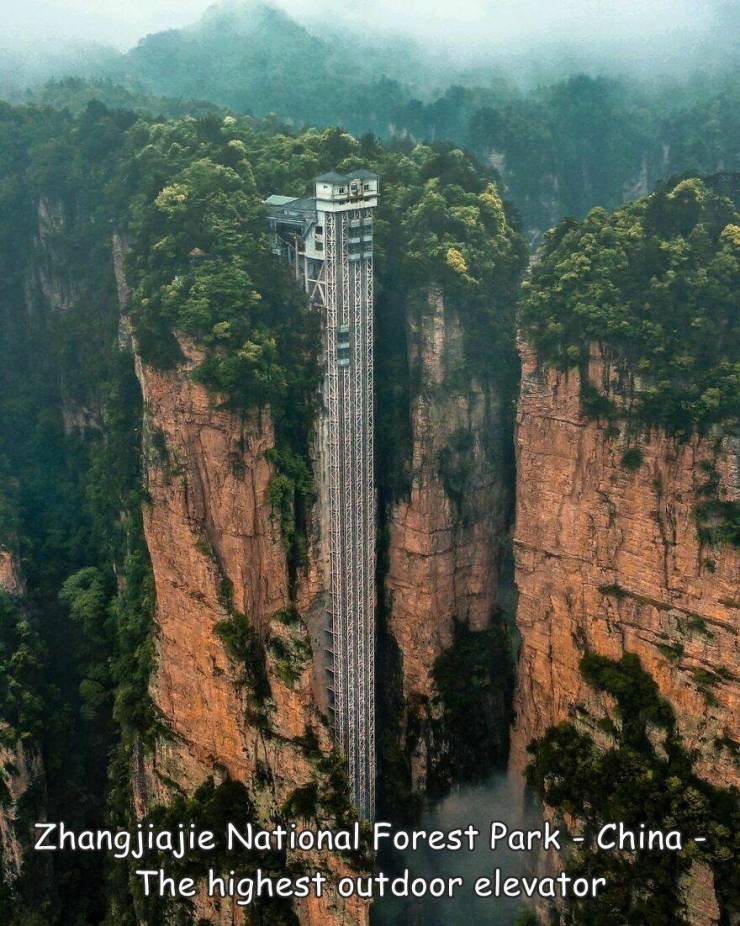 fun randoms - bailong elevator china - Zhangjiajie National Forest Park China The highest outdoor elevator