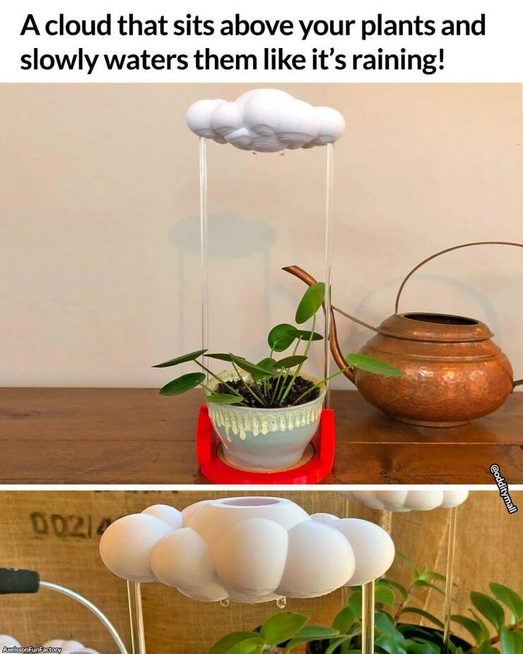 fun randoms - flowerpot - A cloud that sits above your plants and slowly waters them it's raining! 0021 AxelssonFunFactory