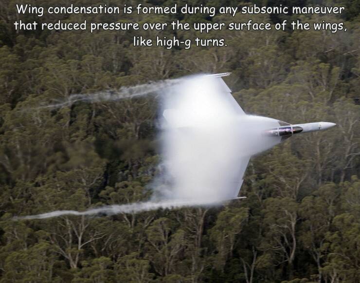 fun randoms - f 16 vapor trails - Wing condensation is formed during any subsonic maneuver that reduced pressure over the upper surface of the wings, highg turns.