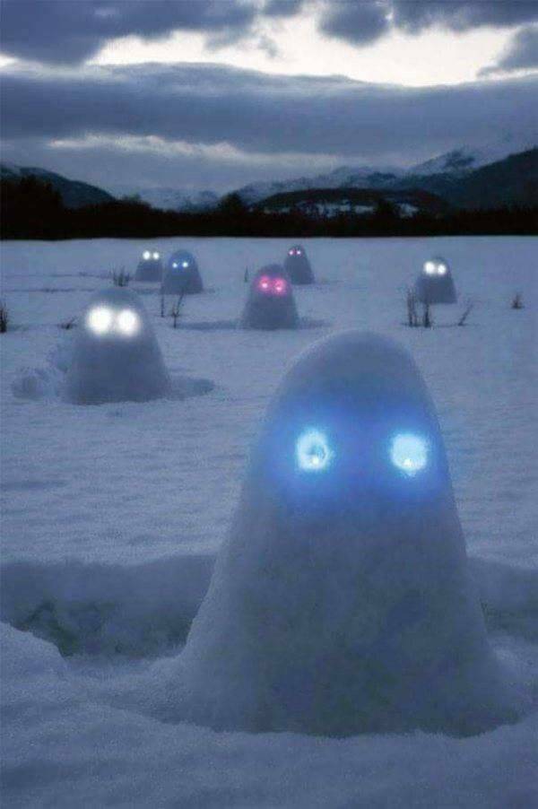 fun randoms - snow mounds with glow sticks