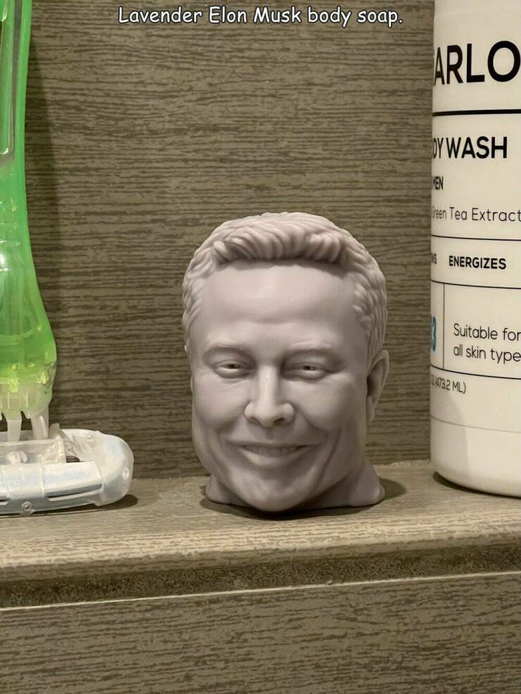 fun randoms - head - Lavender Elon Musk body soap. Arlo Dywash En reen Tea Extract Energizes Suitable for all skin type 20732 Ml