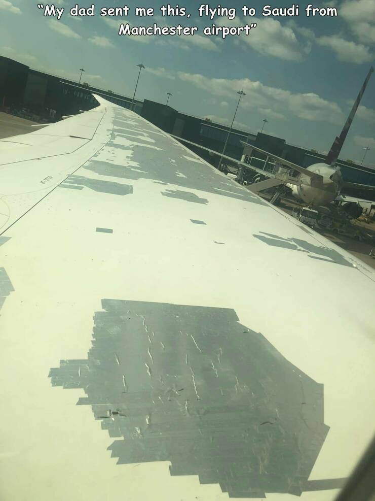 fun randoms - funny photos - Airplane - "My dad sent me this, flying to Saudi from Manchester airport"