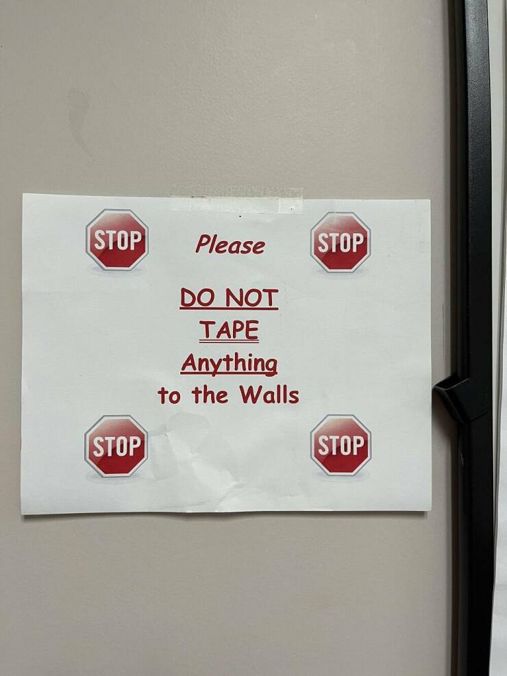 fun randoms - funny photos - matching worksheets - Stop Please Stop Do Not Tape Anything to the Walls Stop Stop