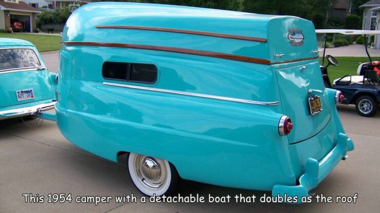 fun randoms - camper with boat roof - 621 376 This 1954 camper with a detachable boat that doubles as the roof