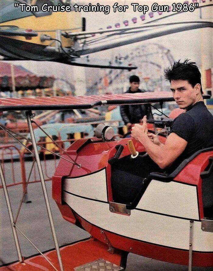 fun randoms - funny photos - tom cruise top gun behind the scenes - "Tom Cruise training for Top Gun 1986" P
