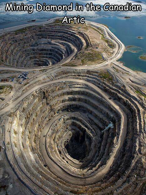 fun randoms - funny photos - mine aerial view - Mining Diamond in the Canadian Artic