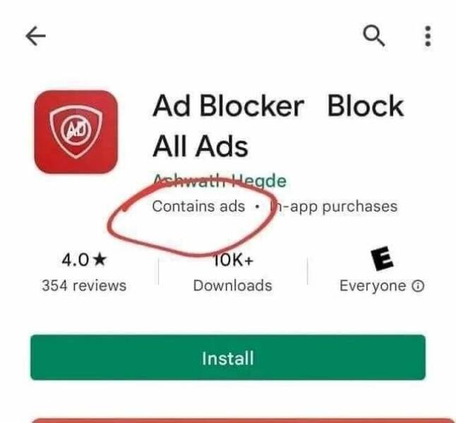 awesome random pics  - Ad blocking - 71 4.0 354 reviews Ad Blocker Block All Ads Q Ashwath Hegde Contains adsapp purchases Tok Downloads Install E Everyone
