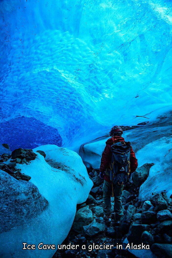 awesome random pics  - underwater - Ice Cave under a glacier in Alaska