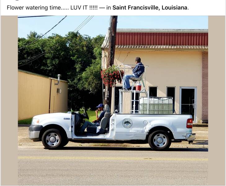 cool random photos - car - Flower watering time...... Luv It !!!!! in Saint Francisville, Louisiana.