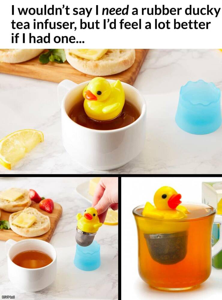 cool random photos - breakfast - I wouldn't say I need a rubber ducky tea infuser, but I'd feel a lot better if I had one... Rsvp Intl