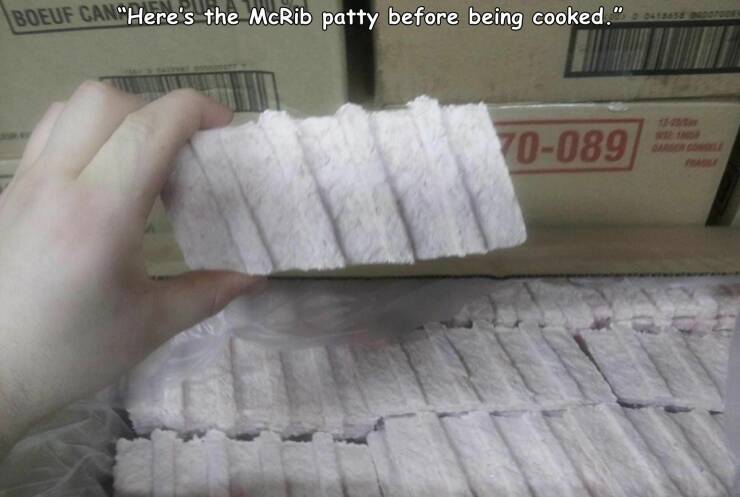 cool pics and funny photos - mcdonalds mcrib frozen - Boeuf Can"Here's the McRib patty before being cooked." 70089