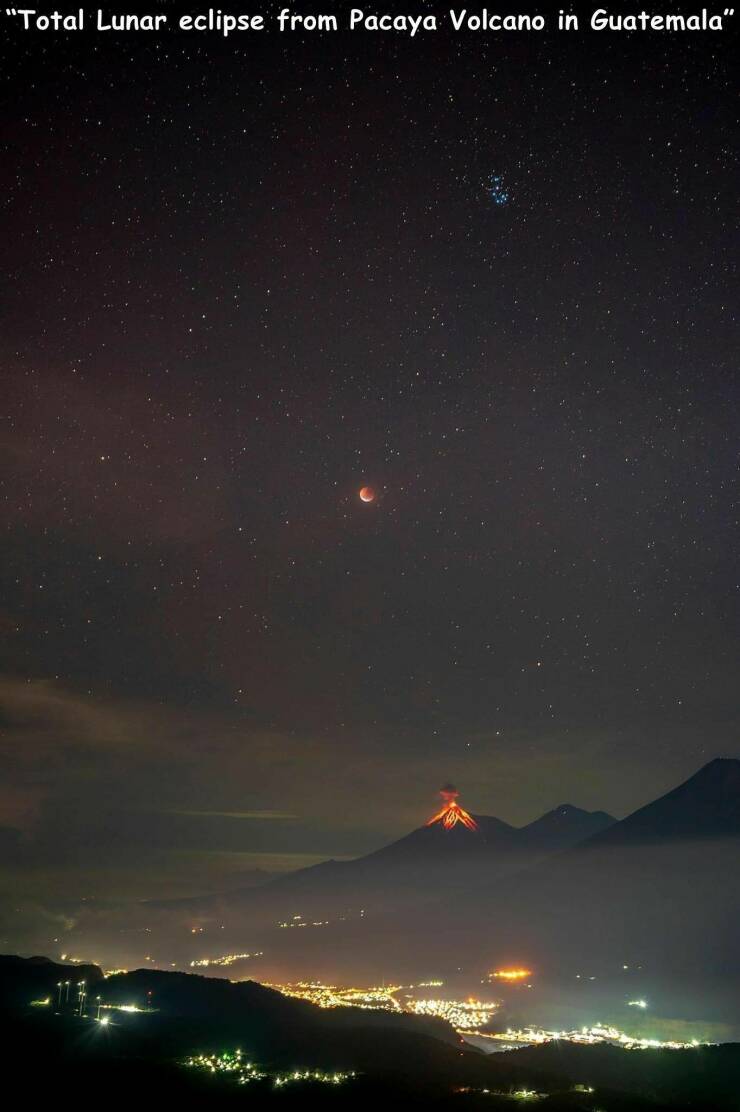 daily dose of randoms - sky - "Total Lunar eclipse from Pacaya Volcano in Guatemala"