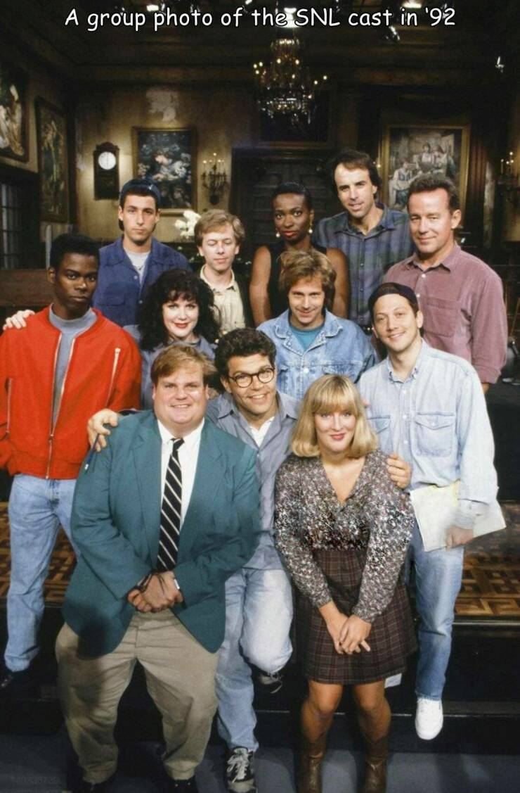 monday morning randomness - bill murray rob schneider - A group photo of the Snl cast in '92