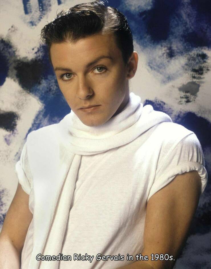 cool random pics - ricky gervais 20s - Comedian Ricky Gervais in the 1980s.