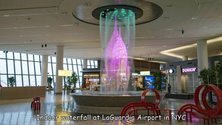 laguardia airport new terminal - Hill Country Gree Zaro'S Als Dunkin' Indoor waterfall at LaGuardia Airport in Nyc