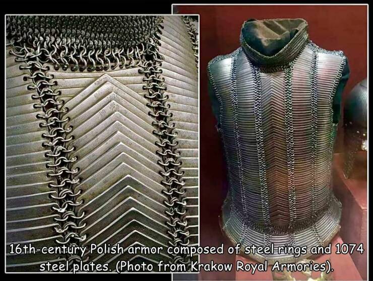 cool random pics - bechter armor - mart 16thcentury Polish armor composed of steel rings and 1074 steel plates. Photo from Krakow Royal Armories.
