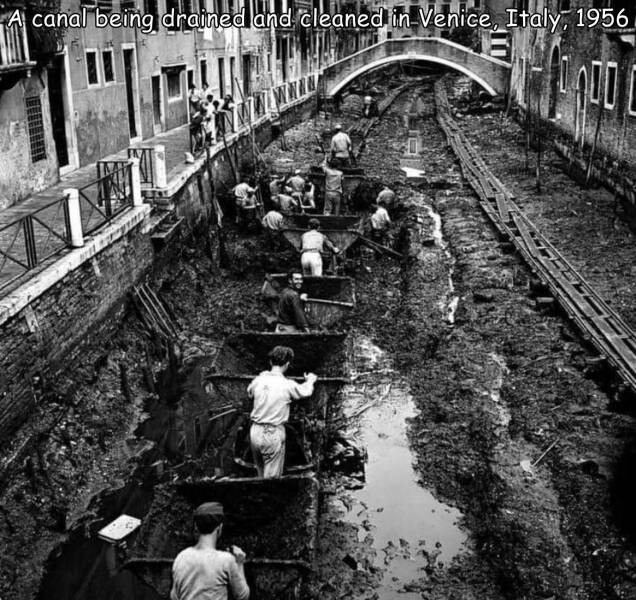 cool random pics - canal being drained and cleaned in Venice, Italy, 1956 0400 Ex C