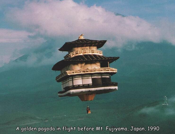 cool random pics - Photograph - A golden pagoda in flight before Mt. Fujiyama, Japan, 1990