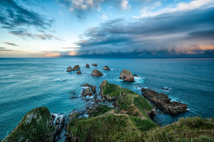 Approaching Storm Nugget Point.